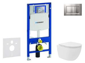Geberit Duofix - Előfali szerelő készlet, kompakt WC Oudee Vortex és softclose ülőke, Sigma30 vezérlőgomb, lakkozott króm matt/króm SANI11CA1142