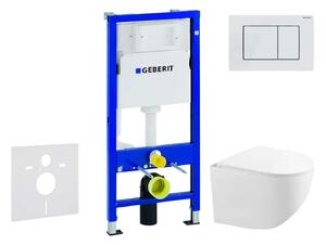 Geberit Duofix - Előfali szerelő készlet, Gaia kompakt WC és softclose ülőke, Delta30 vezérlőgomb, alpesi fehér SANI11CA3153