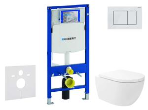 Geberit Duofix - Előfali szerelő készlet, Oudee Vortex WC és softclose ülőke, Sigma30 vezérlőgomb, fehér/matt fehér SANI11CA3178