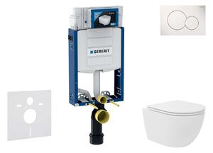 Geberit Kombifix - Előfali szerelő készlet, kompakt WC Oudee Vortex és softclose ülőke, Sigma01 vezérlőgomb, alpesi fehér SANI15CA3134