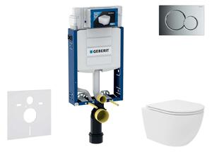 Geberit Kombifix - Előfali szerelő készlet, kompakt WC Oudee Vortex és softclose ülőke, Sigma01 vezérlőgomb, fényes króm SANI15CA1126
