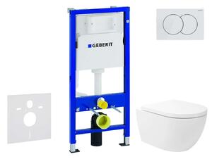 Geberit Duofix - Előfali szerelő készlet, Oudee Vortex WC és softclose ülőke, Delta01 vezérlőgomb, alpesi fehér SANI11CA3179