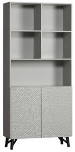 WOOOD Világosszürke fából készült könyvespolc Miste 200 x 90 cm