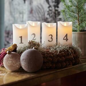 LED gyertya Sara Advent 4db magasság 12.5cm fehér/ezüst