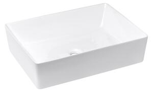Mosdó lapra Triomini Slim 55x39 cm fehér színben fényes felülettel túlfolyás nélkül SLM5539