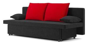 SONY 2 kanapéágy, normál szövet, hab töltőanyag, szín - fekete / piros
