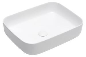 Mosdó lapra SAT Infinitio 50x39 cm fehér színben matt felülettel csaptelep nyílás nélkül SATINF5039M