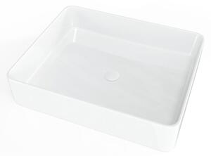 Mosdó lapra SAT Infinitio 50x40 cm fehér színben fényes felülettel túlfolyás nélkül SATINF5040