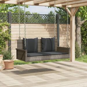 VidaXL szürke polyrattan hintapad párnákkal 119x56x48 cm