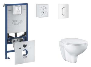Grohe Rapid SLX - Készlet fali beépítéshez, WC, SoftClose ülőkével és Arena Cosmopolitan gombbal, alpesi fehér SANI11BB3102