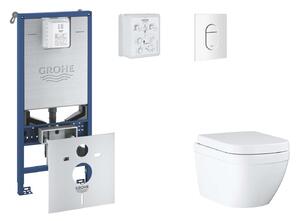 Grohe Rapid SLX - Készlet fali beépítéshez, WC, SoftClose ülőkével és Arena Cosmopolitan gombbal, Triple Vortex, alpesi fehér SANI11BB3106