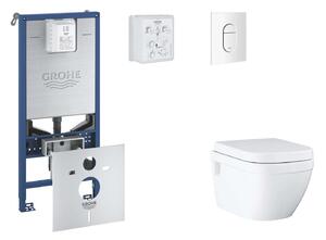 Grohe Rapid SLX - Készlet fali beépítéshez, WC, SoftClose ülőkével és Arena Cosmopolitan gombbal, alpesi fehér SANI11BB3110