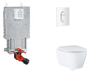 Grohe Uniset - Készlet fali beépítéshez, WC, SoftClose ülőkével és Arena Cosmopolitan gombbal, alpesi fehér SANI15BB3114