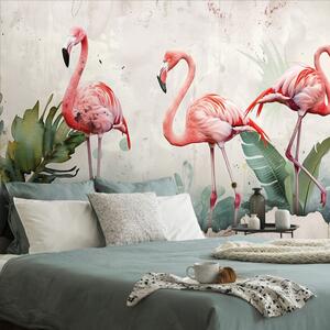 Tapéta flamingók vintage stílusban
