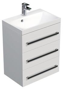 Fürdőszobaszekrény mosdóval SAT Cube Way 60x76,5x40 cm fehér lesk CUBE2603BL
