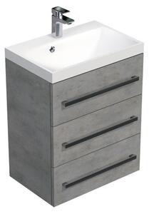 Fürdőszobaszekrény mosdóval SAT Cube Way 60x76,5x40 cm beton CUBE2603BE