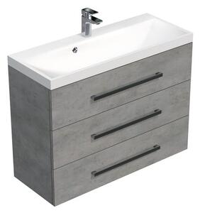 Fürdőszobaszekrény mosdóval SAT Cube Way 100x76,5x40 cm beton CUBE21003BE