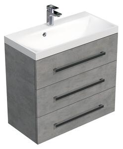 Fürdőszobaszekrény mosdóval SAT Cube Way 80x76,5x40 cm beton CUBE2803BE