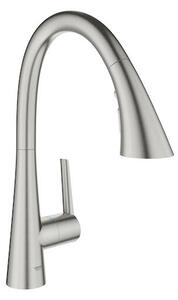 Mosogató csaptelep GROHE Zedra kihúzható zuhanyzóval, 3 vízfolyással supersteel 32294DC2