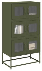 VidaXL Highboard olívazöld 68x39x123 cm Acél