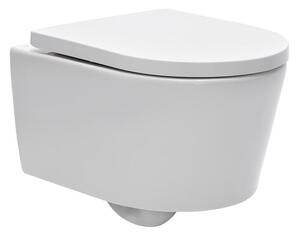 Wc soft close ülőkével falra szerelhető SAT Brevis fehér színben fényes felülettel hátsó kifolyással SATBRE010RREXP