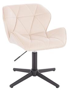 HR111CROSS Krémszínű modern velúr szék fekete lábbal