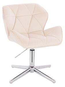 HR111CROSS Krémszínű modern velúr szék krómozott lábbal
