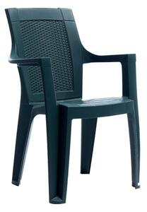 ELEGANCE műanyag kültéri karfás szék rattan mintázatú SÖTÉTZÖLD