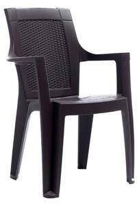ELEGANCE műanyag kültéri karfás szék rattan mintázatú BARNA
