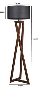 Állólámpa - szürkeszínű búrával, diófa lábakkal, E27 45x50x160cm