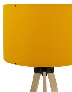 Állólámpa - sonoma tölgy lábakkal és mustársárga búrával E27, D38x140cm