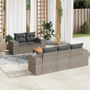 6 részes szürke polyrattan kerti ülőgarnitúra párnákkal