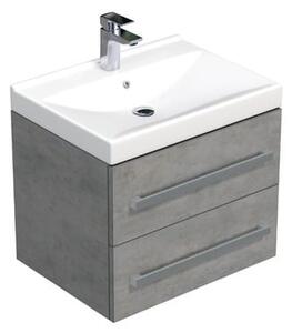 Fürdőszobaszekrény mosdókagylóval SAT Cube Way 60x53x46 cm beton szőnyeg CUBE4660602BEVER