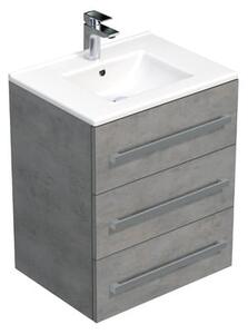 Fürdőszobaszekrény mosdókagylóval SAT Cube Way 60x76,5x46 cm beton matt CUBE46603BEMOD