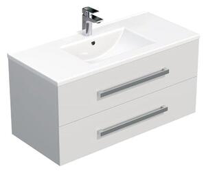 Fürdőszobaszekrény mosdókagylóval SAT Cube Way 100x53x46 cm fehér fényes CUBE461002BIMOD