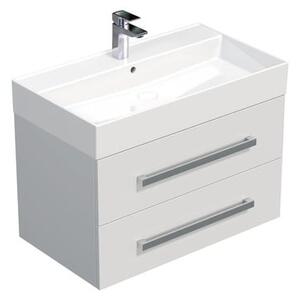 Fürdőszobaszekrény mosdókagylóval SAT Cube Way 80x53x46 cm fehér fényes CUBE46802BISAT