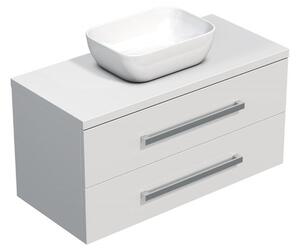 Fürdőszobaszekrény lappal SAT Cube Way 100x53x46 cm fehér fényes CUBE461003BISAT45