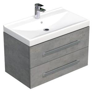 Fürdőszobaszekrény mosdókagylóval SAT Cube Way 80x53x46 cm betonszőnyeg CUBE4680802BEVER