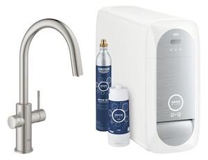 Mosogató csaptelep GROHE Blue Home kihúzható zuhannyal supersteel 31541DC0