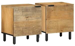 VidaXL 2 db barna tömör mangófa éjjeliszekrény 40 x 33 x 46 cm