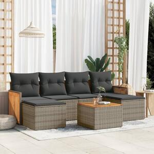 7 részes szürke polyrattan kerti ülőgarnitúra párnákkal