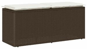 VidaXL barna polyrattan kerti pad párnával 110x40x44 cm