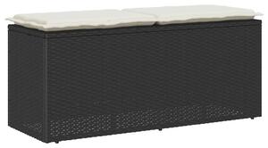 VidaXL fekete polyrattan kerti pad párnával 110x40x44 cm
