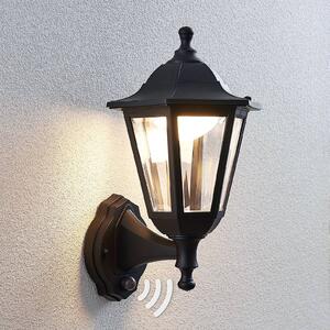 Lindby LED kültéri fali lámpa Iavo, érzékelő, fekete, lámpatest