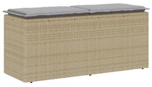VidaXL bézs polyrattan kerti pad párnával 110x40x44 cm