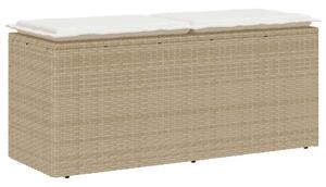 VidaXL bézs polyrattan kerti pad párnával 110x40x44 cm