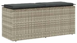 VidaXL világosszürke polyrattan kerti pad párnával 110x40x44 cm