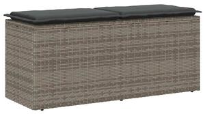 VidaXL szürke polyrattan kerti pad párnával 116 x 46 x 57 cm