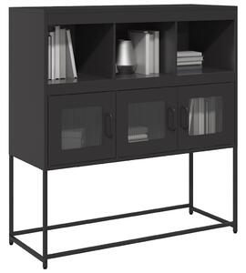 VidaXL fekete hidegen hengerelt acél tálalószekrény 100,5x39x107 cm