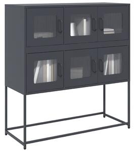 VidaXL antracit hidegen hengerelt acél tálalószekrény 100,5x39x107 cm